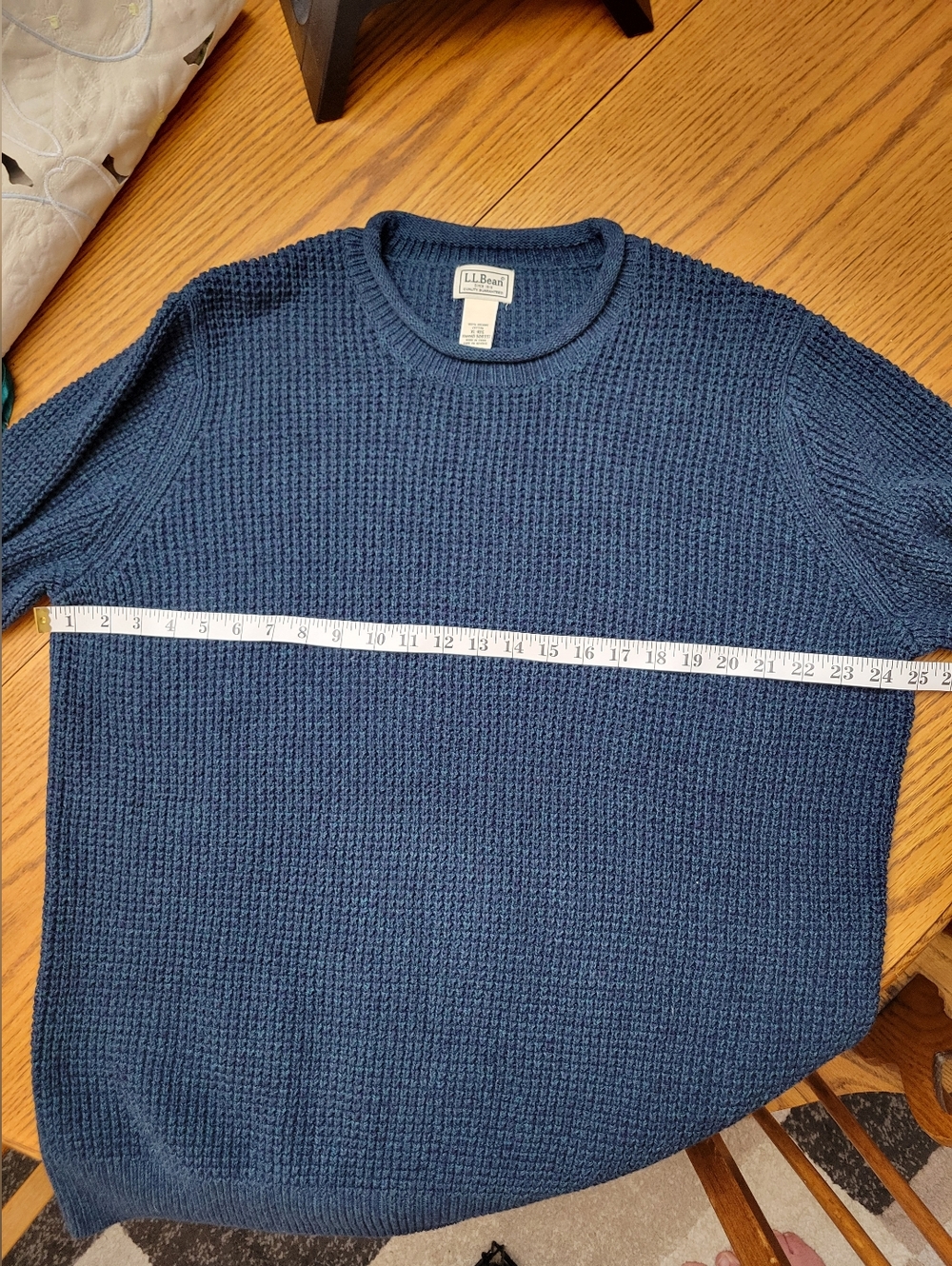 L.L. Bean Men’s Organic Cotton Waffle Stitch Rollneck Sweater Navy XL Regular - Picture 8 of 12
